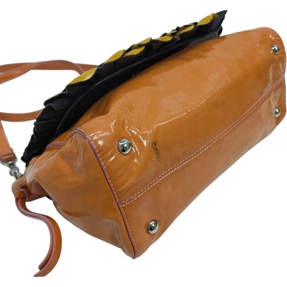 (L4) Miu Miu Crossbody Bag Orange Patent Leather - Picture 4 of 9